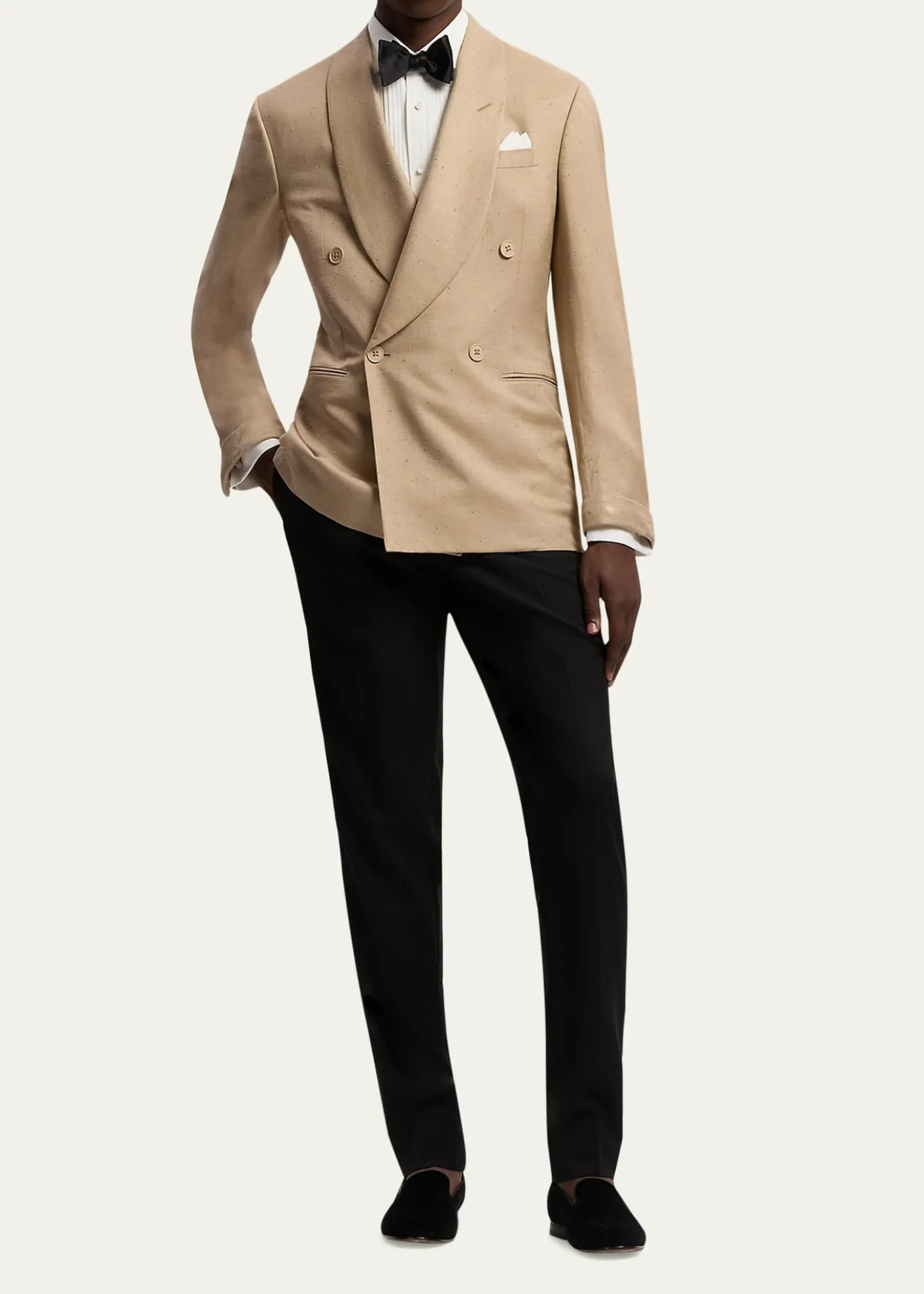 Ralph Lauren Purple LabelMen's Super Slub Twill Shawl Lapel Double-Breasted Blazer