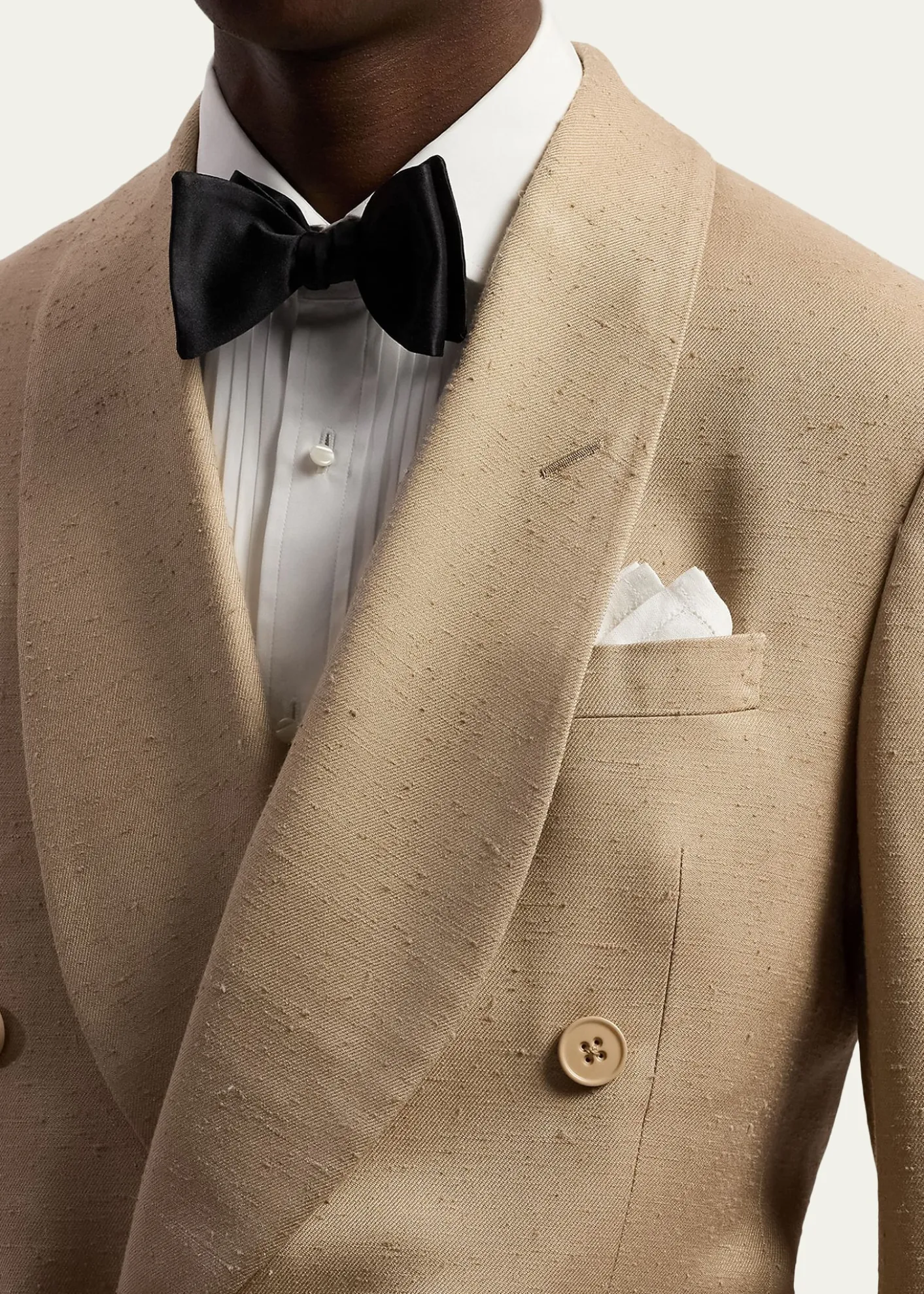 Ralph Lauren Purple LabelMen's Super Slub Twill Shawl Lapel Double-Breasted Blazer