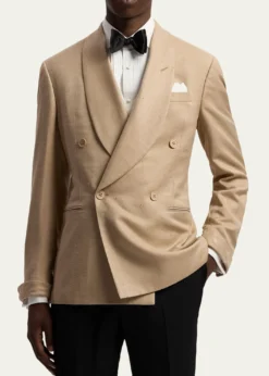 Ralph Lauren Purple LabelMen's Super Slub Twill Shawl Lapel Double-Breasted Blazer