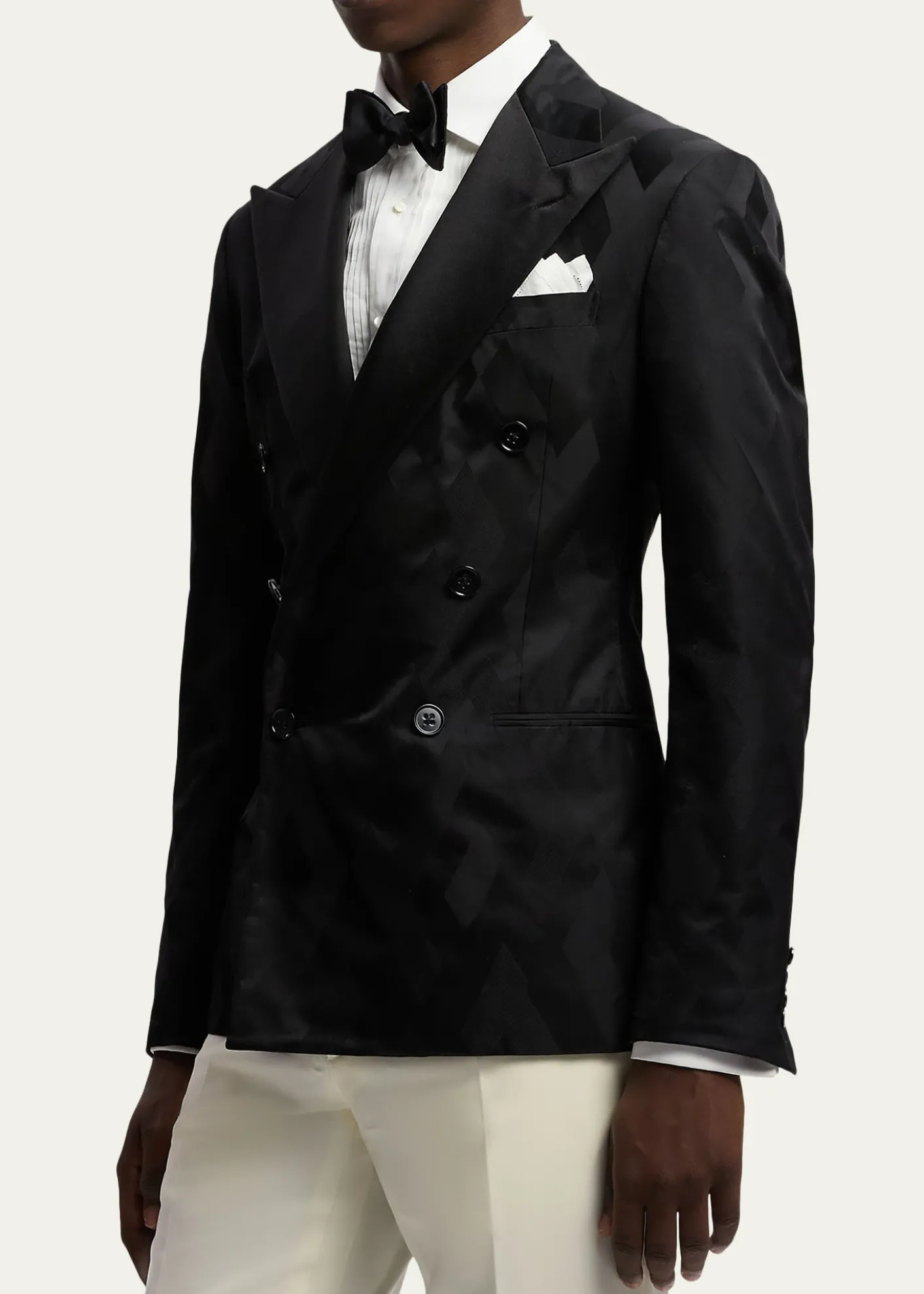Ralph Lauren Purple LabelMen's Geometric Peak Lapel Double-Breasted Sport Coat