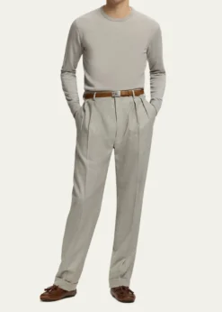 Ralph Lauren Purple LabelMen's Cotton-Stretch Straight Leg Pleated Trousers