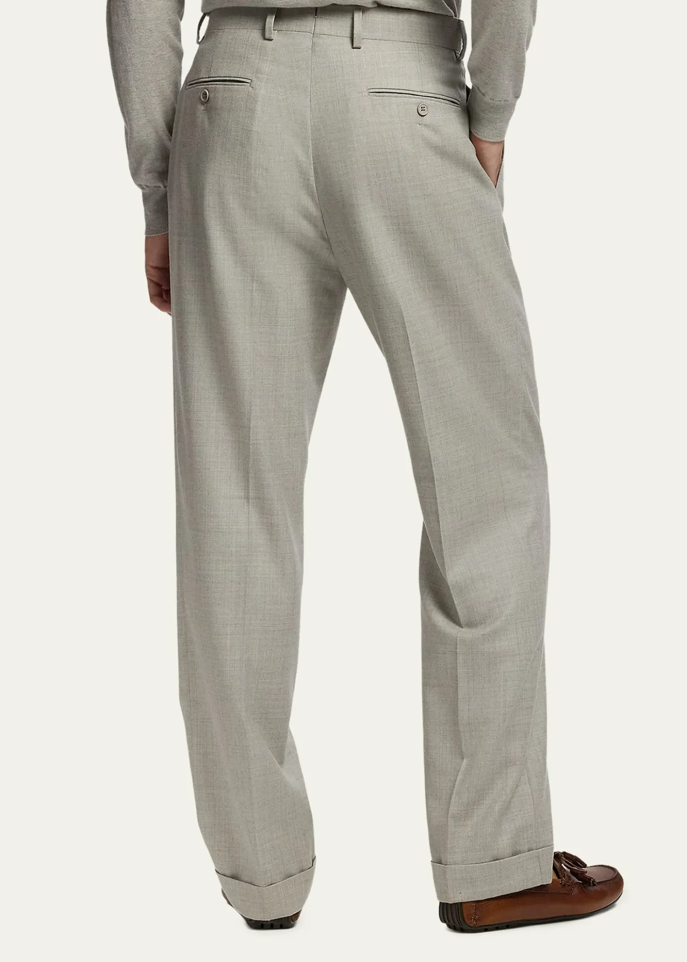 Ralph Lauren Purple LabelMen's Cotton-Stretch Straight Leg Pleated Trousers