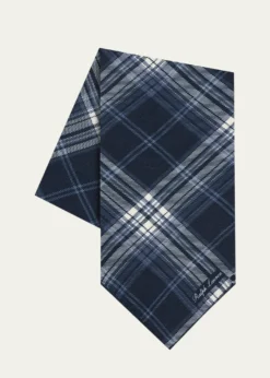 Ralph Lauren Purple LabelMen's Tonal Plaid Cashmere and Silk Neckerchief