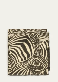 Ralph Lauren Purple LabelZebra-Print Linen Pocket Square