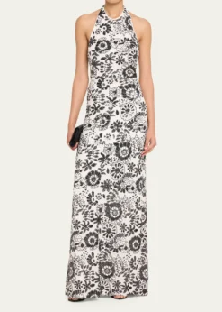 Ramy BrookCandice Floral Sequin Halter Gown