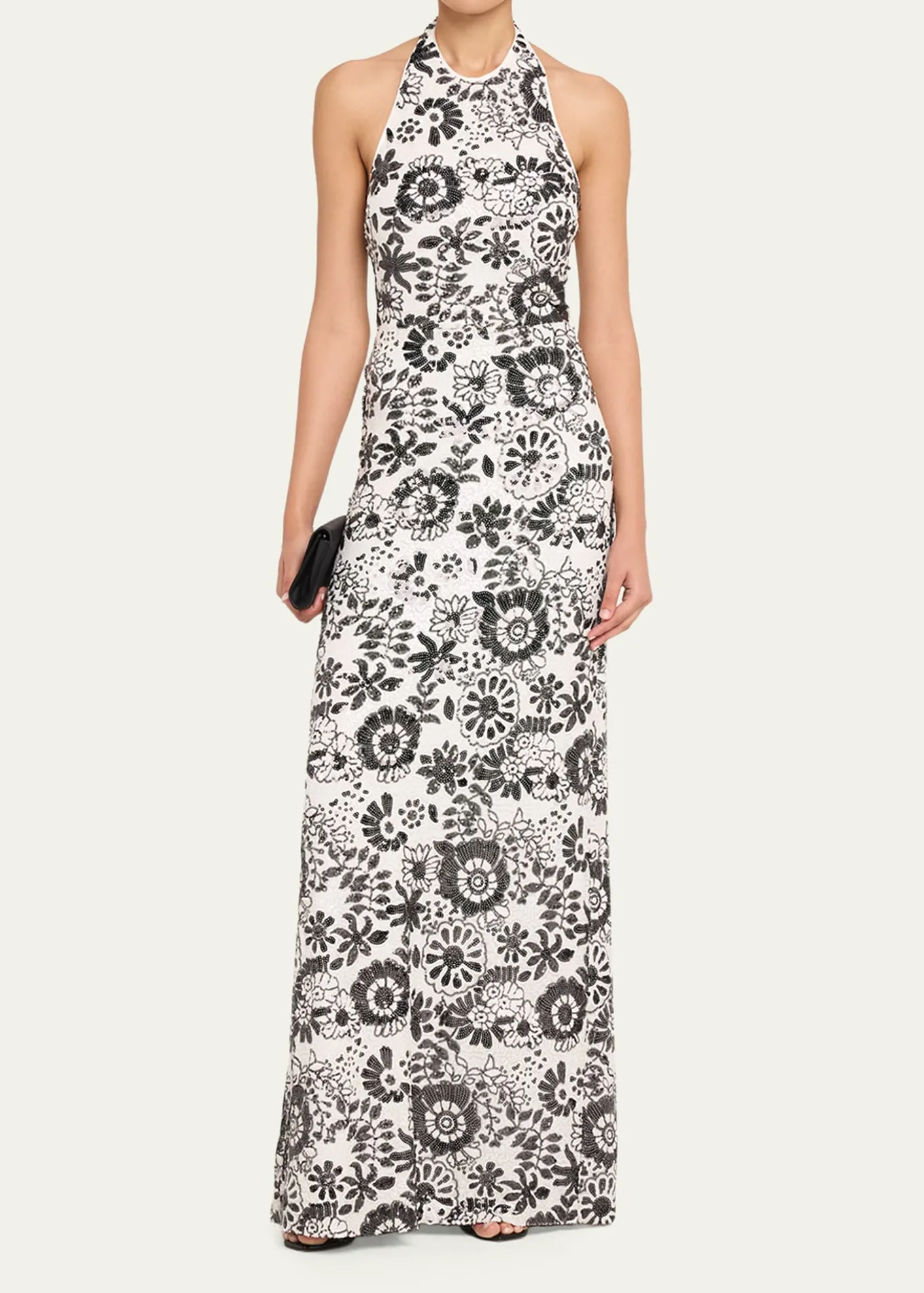 Ramy BrookCandice Floral Sequin Halter Gown