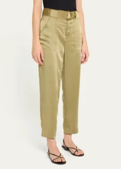 Ramy BrookHayden Belted Cropped Satin Pants
