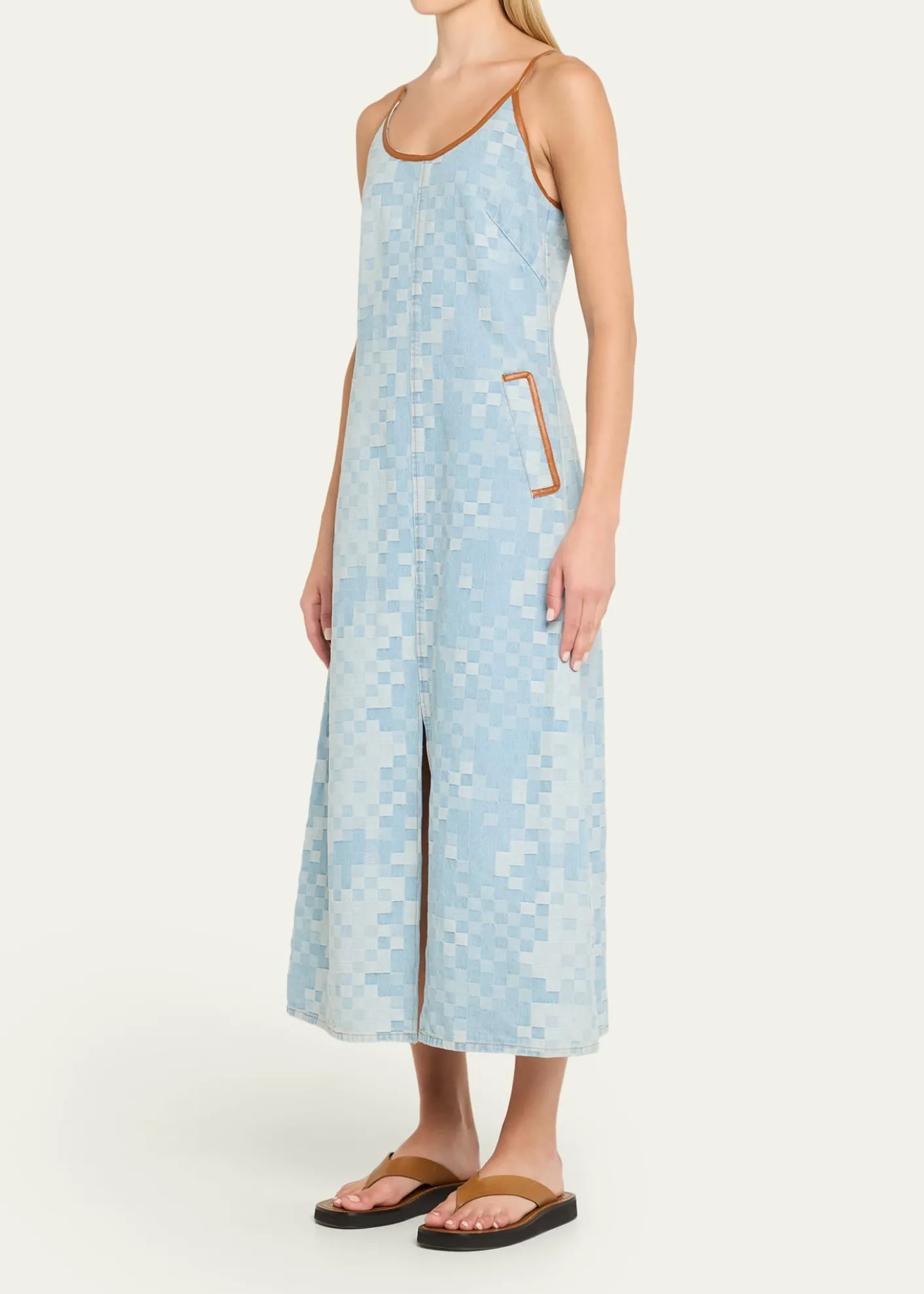 Ramy BrookLuna Checkered Denim Midi Dress