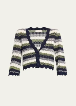 Ramy BrookNell Wavy Knit Cropped Cardigan