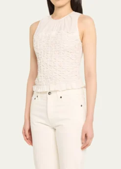 Ramy BrookPaisley Textured Ruffle-Hem Blouse