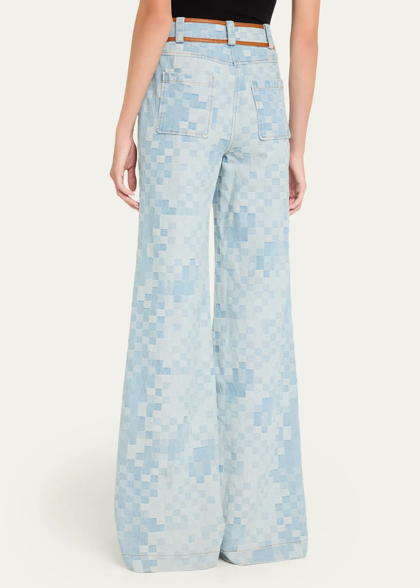 Ramy BrookPaula Checkered Denim Wide-Leg Pants
