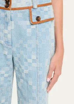 Ramy BrookPaula Checkered Denim Wide-Leg Pants