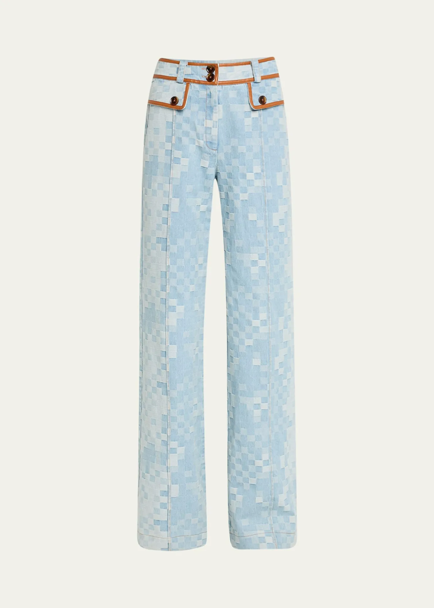 Ramy BrookPaula Checkered Denim Wide-Leg Pants
