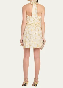 Ramy BrookReuben Metallic Floral Halter Mini Dress