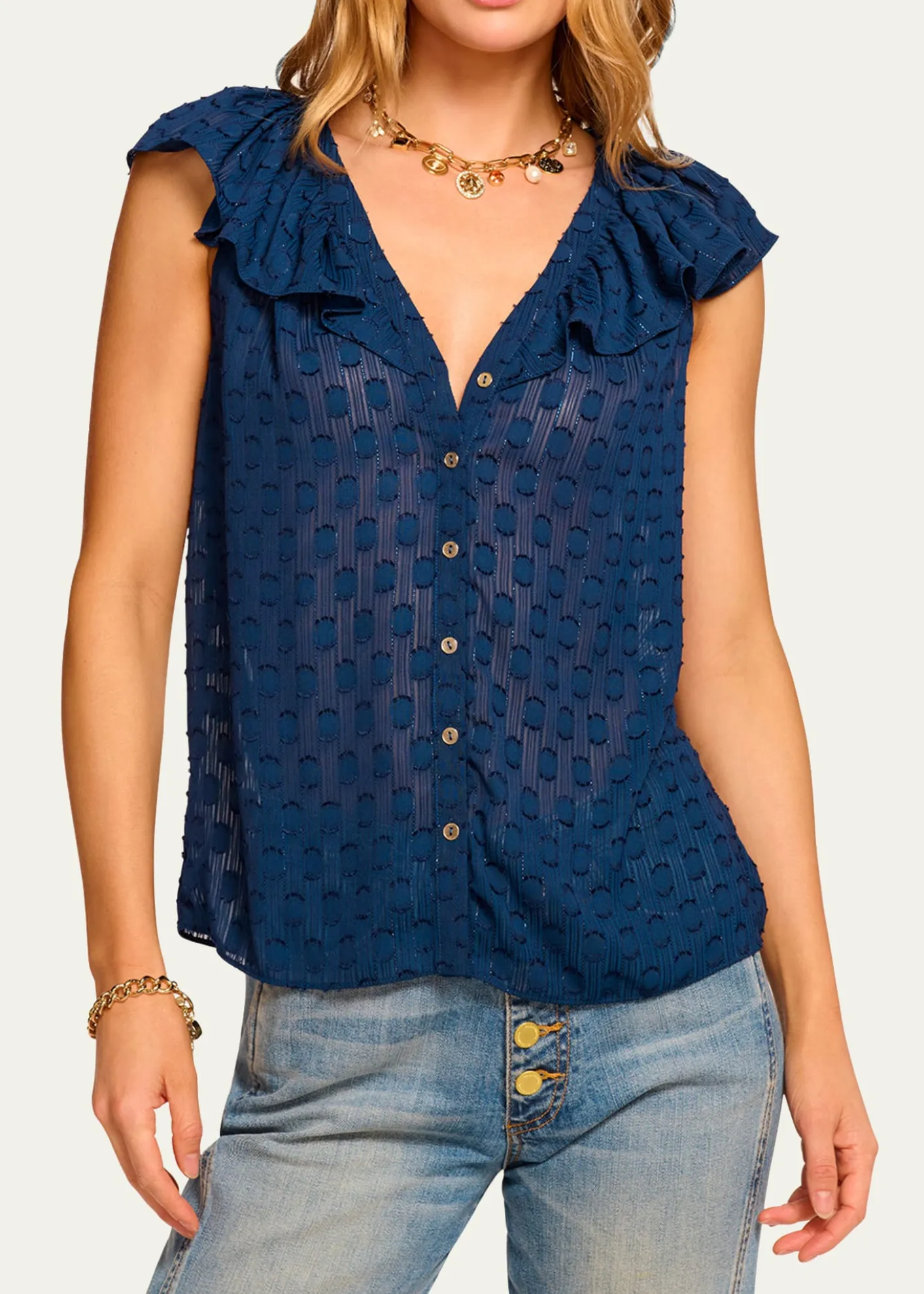 Ramy BrookSilvia Dot Ruffle-Trim Top