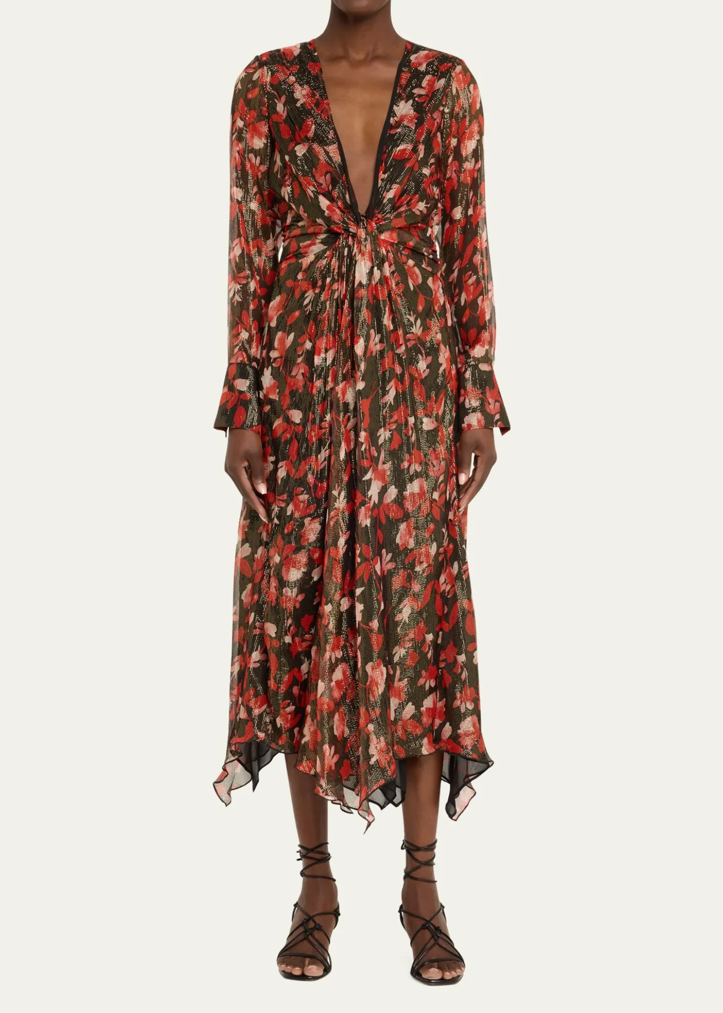 Ramy BrookTatia Plunging Long-Sleeve Midi Dress