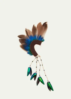 Ranjana KhanFeathered Ear Cuff with Beetle Wing Tassel, Single