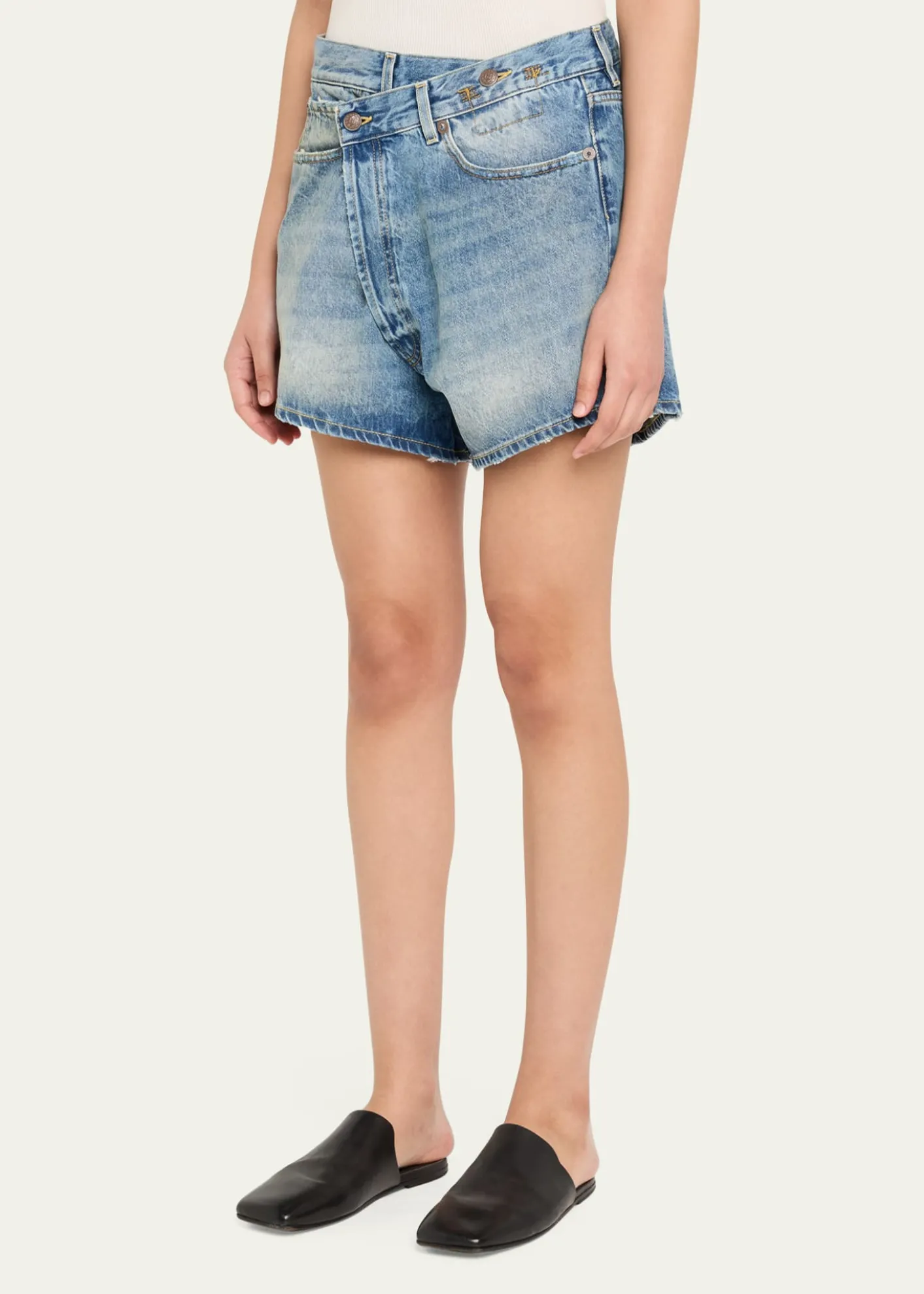 R13Crossover Denim Shorts