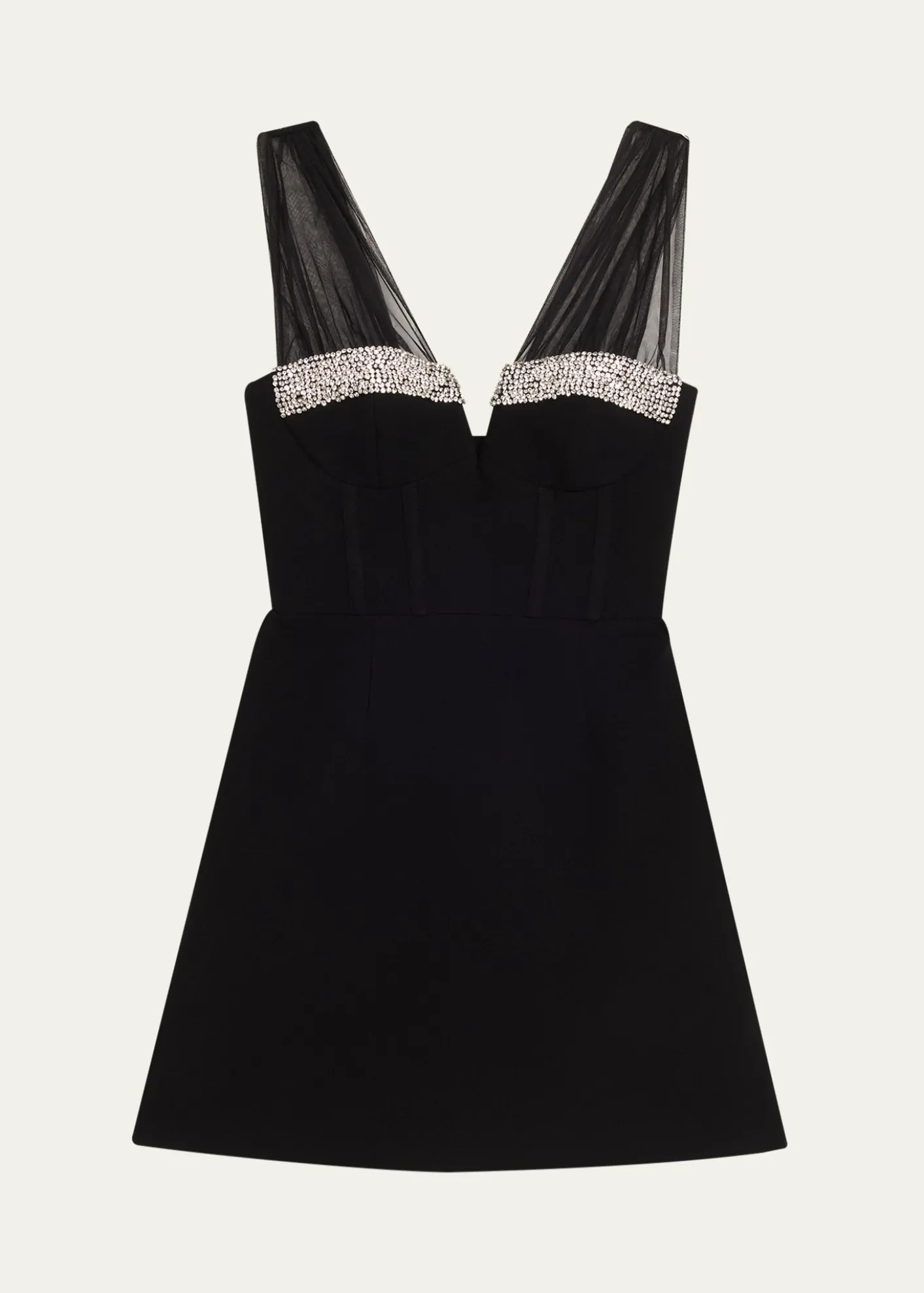 REBECCA VALLANCEAstros Crystal-Trim Crepe Mini Dress