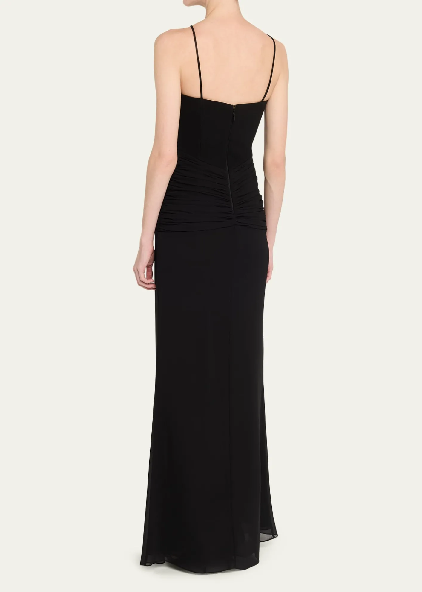 REBECCA VALLANCEAstros Draped Crystal-Trim Halter Gown