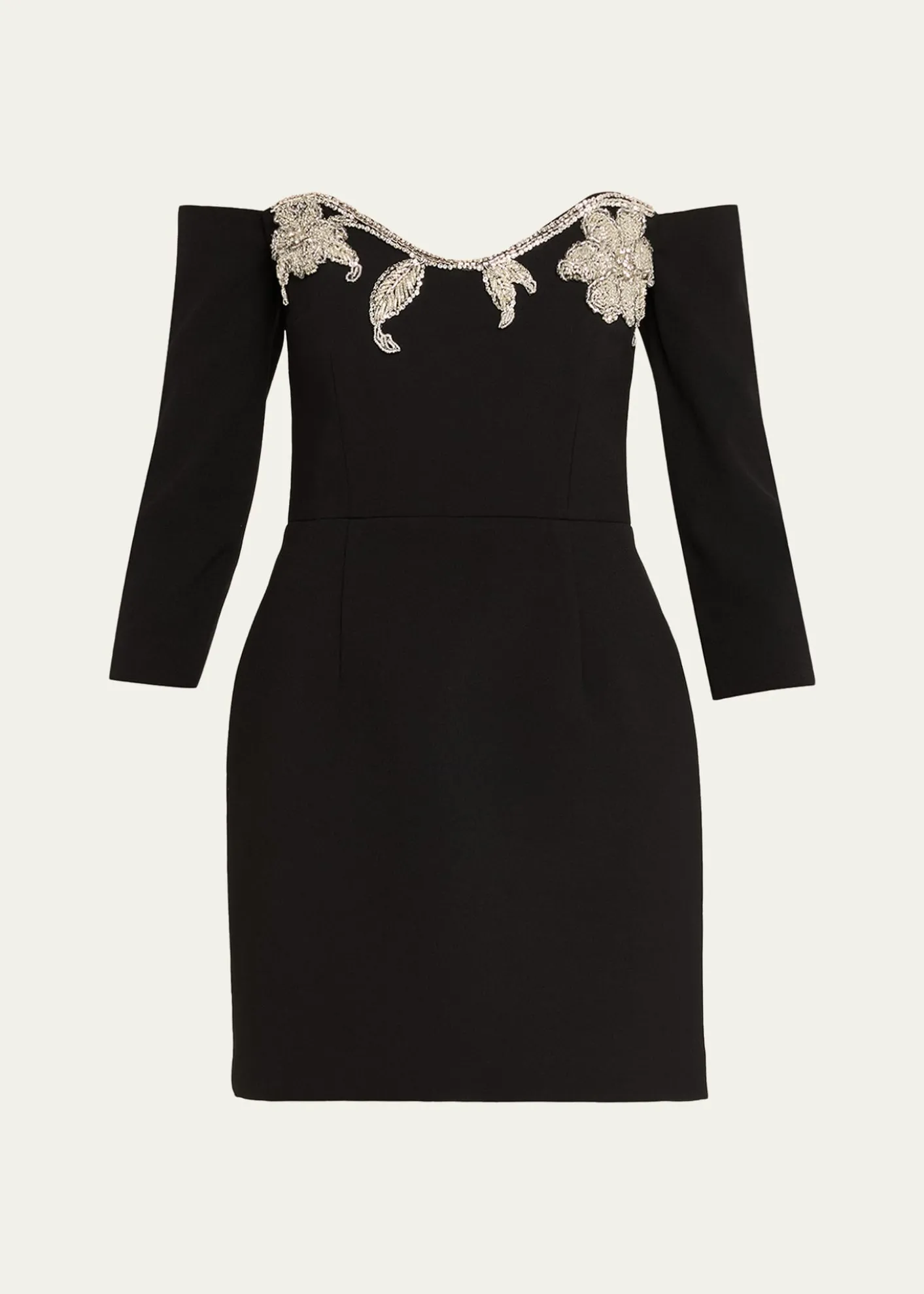 REBECCA VALLANCEEllerie Floral Diamante Off-Shoulder Mini Dress
