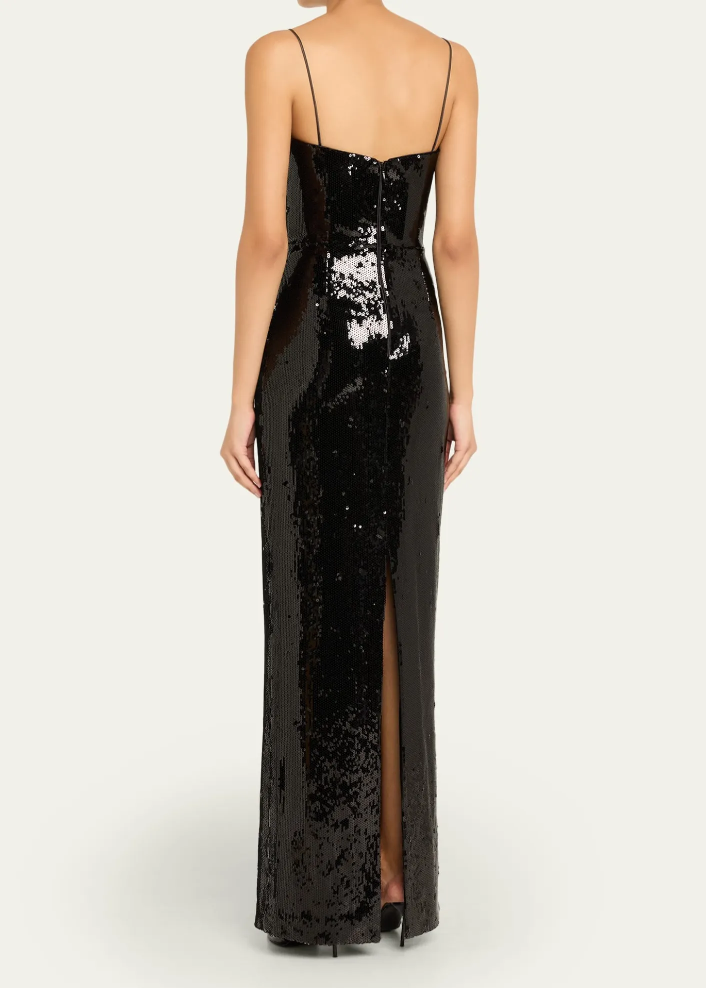 REBECCA VALLANCELyra Plunging Diamante Snake-Trim Sequin Gown
