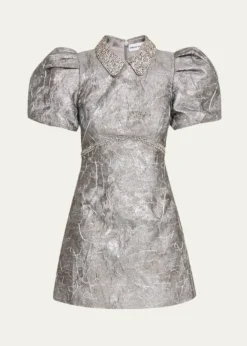 REBECCA VALLANCESterling Diamante Metallic Jacquard Mini Dress