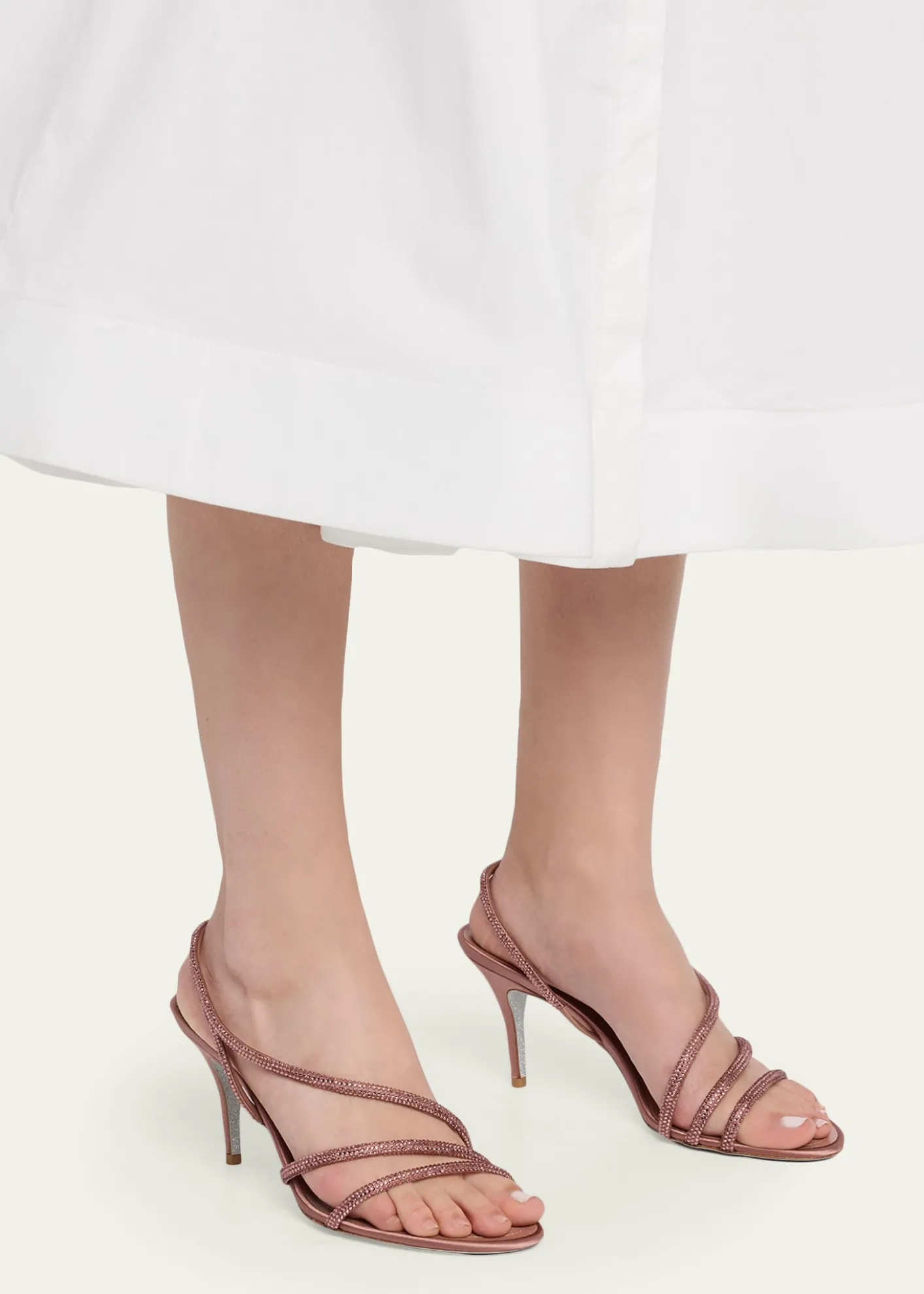 Rene Caovilla80mm Cleo Crystal Satin Sandals