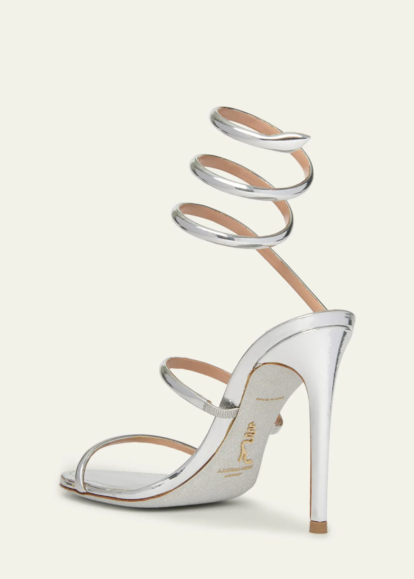 Rene Caovilla105mm Cleo Metallic Leather Sandals