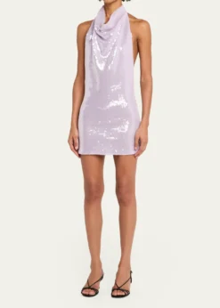 RetrofeteAvenya Sequined Halter Mini Dress