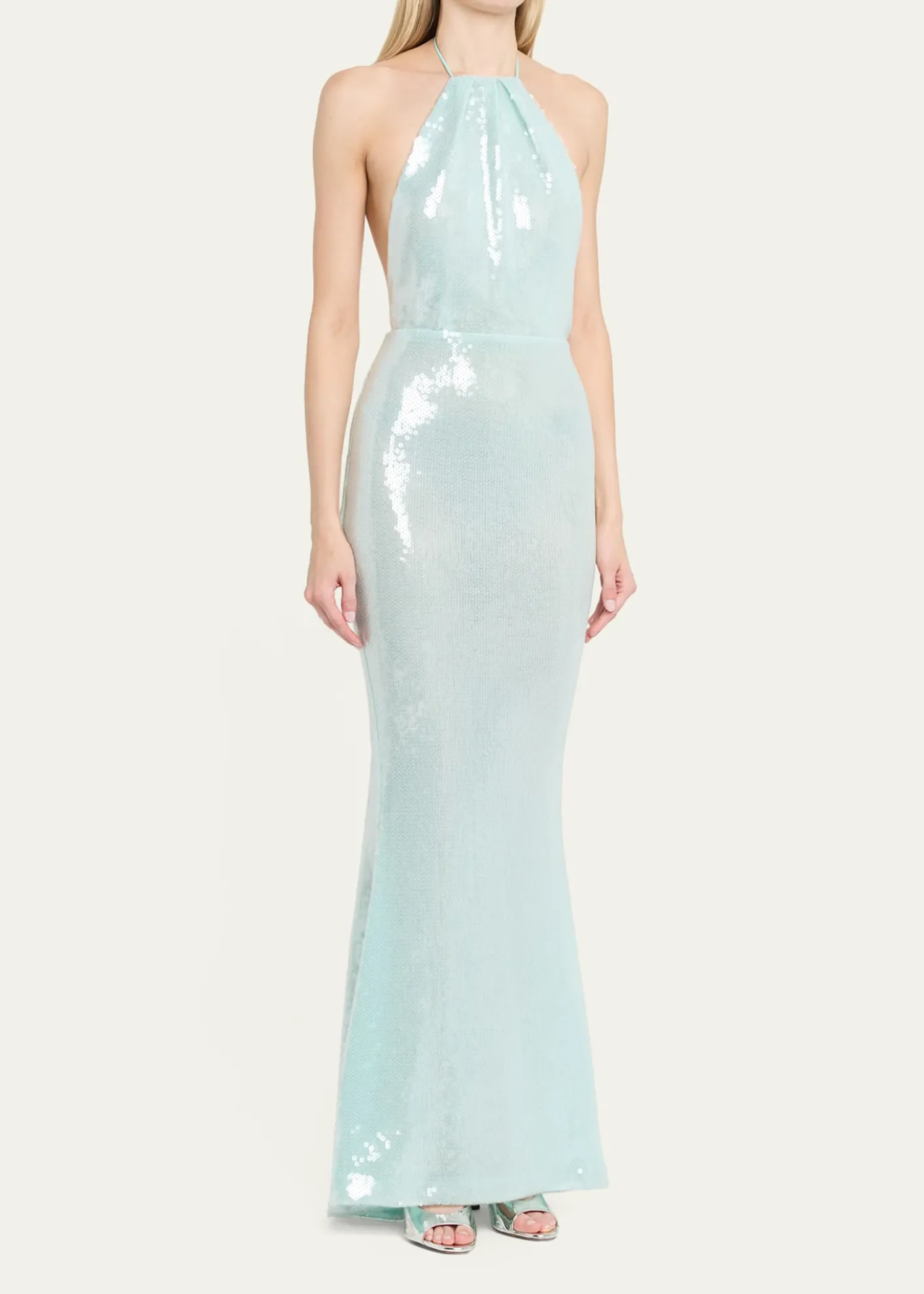 RetrofeteElexa Sequined Halter Dress