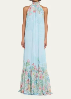 RetrofeteFrancy Floral Chiffon Halter Dress