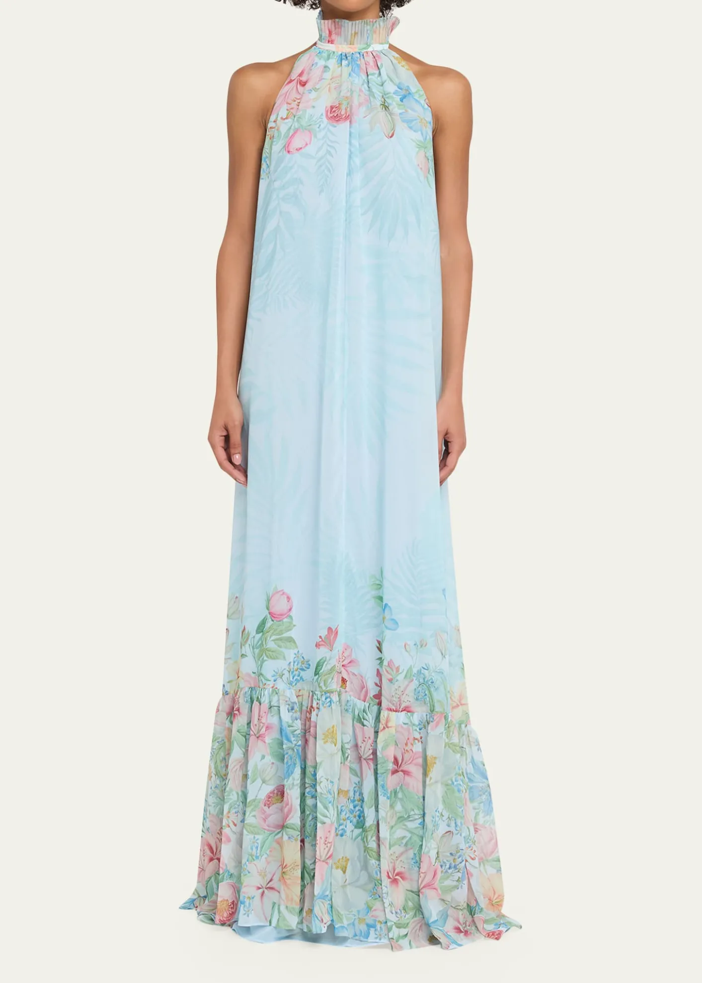 RetrofeteFrancy Floral Chiffon Halter Dress