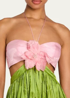 RetrofetePrudy Floral Cut-Out Satin Halter Dress