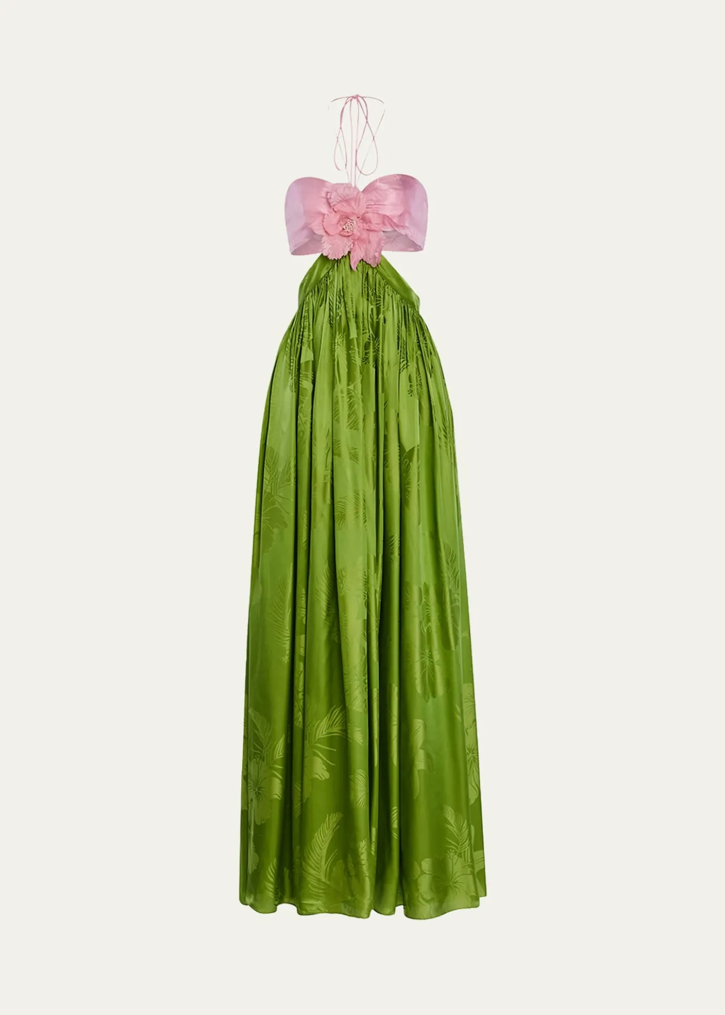 RetrofetePrudy Floral Cut-Out Satin Halter Dress