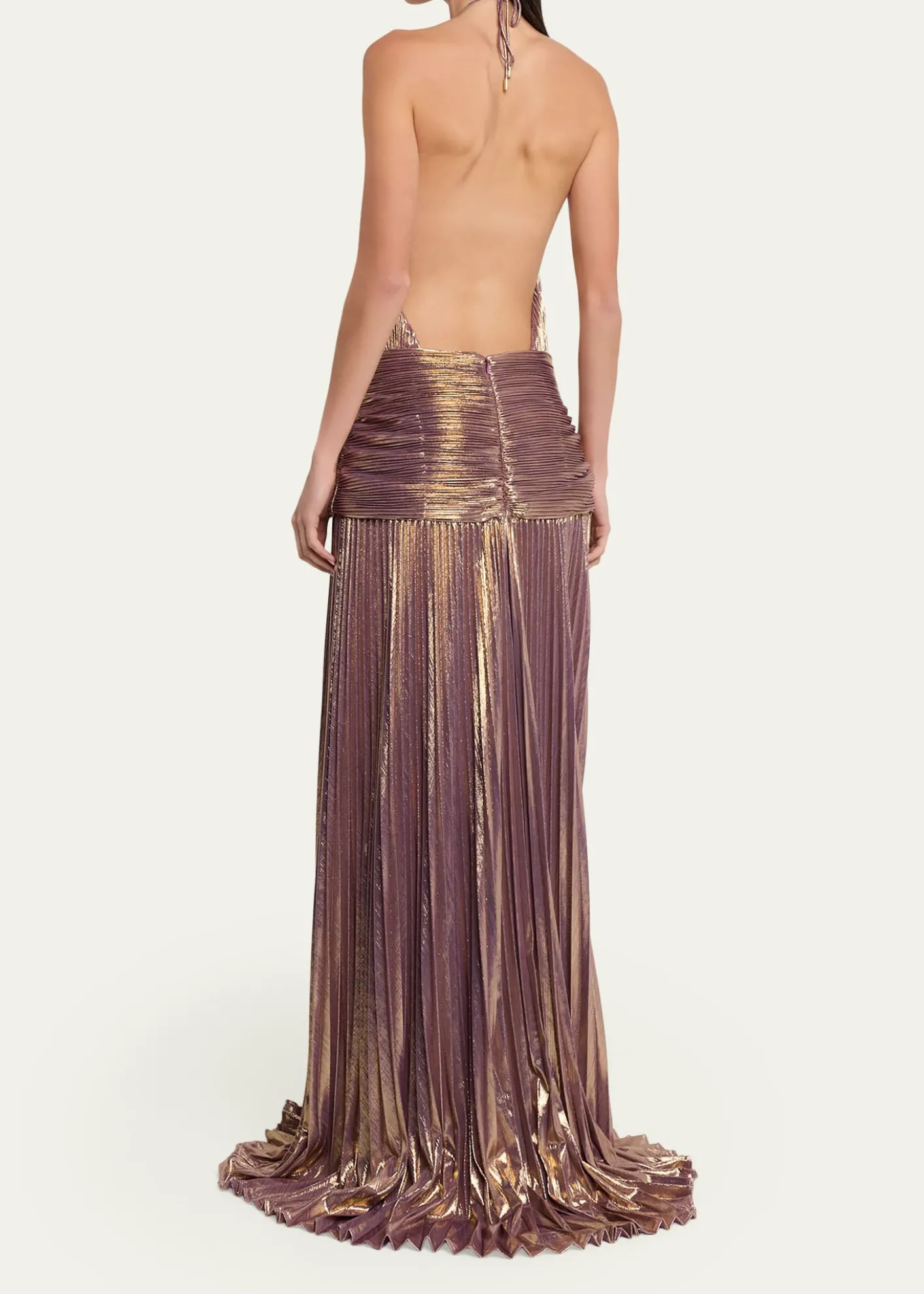 RetrofeteThalia Metallic Halter Gown