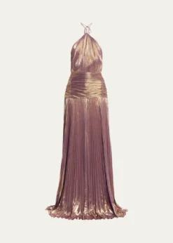 RetrofeteThalia Metallic Halter Gown