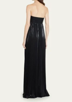 RetrofeteZoa Strapless Lamé Twisted-Bodice Gown