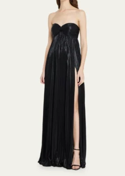 RetrofeteZoa Strapless Lamé Twisted-Bodice Gown