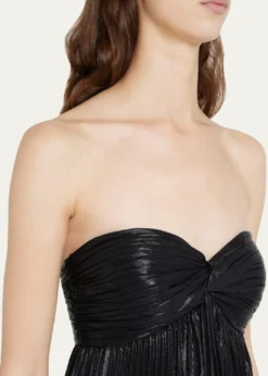 RetrofeteZoa Strapless Lamé Twisted-Bodice Gown