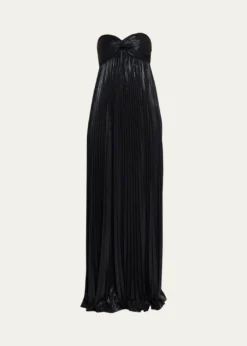 RetrofeteZoa Strapless Lamé Twisted-Bodice Gown