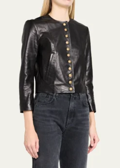 R13Front-Snap Leather Jacket