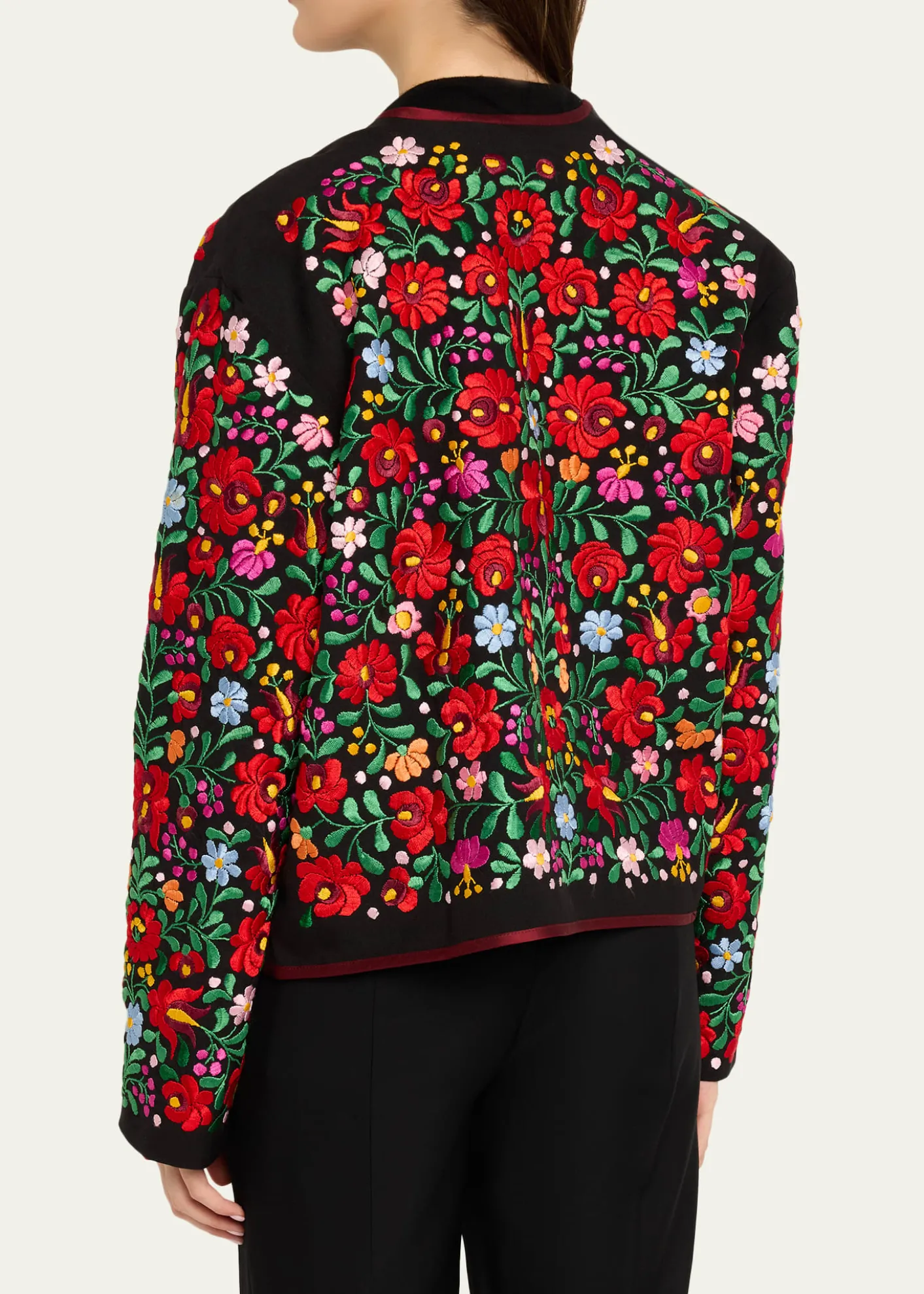 Rianna + NinaFloral Embroidered Mini Blouson Jacket