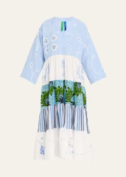 Rianna + NinaOoak Kendima Volant Tiered Patchwork Midi Dress