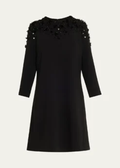 Rickie Freeman for Teri JonA-Line Floral Applique Crepe Dress