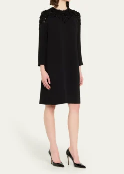 Rickie Freeman for Teri JonA-Line Floral Applique Crepe Dress