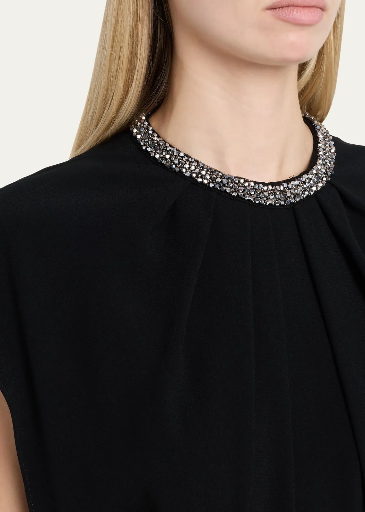 Rickie Freeman for Teri JonBeaded Crepe A-Line Midi Dress
