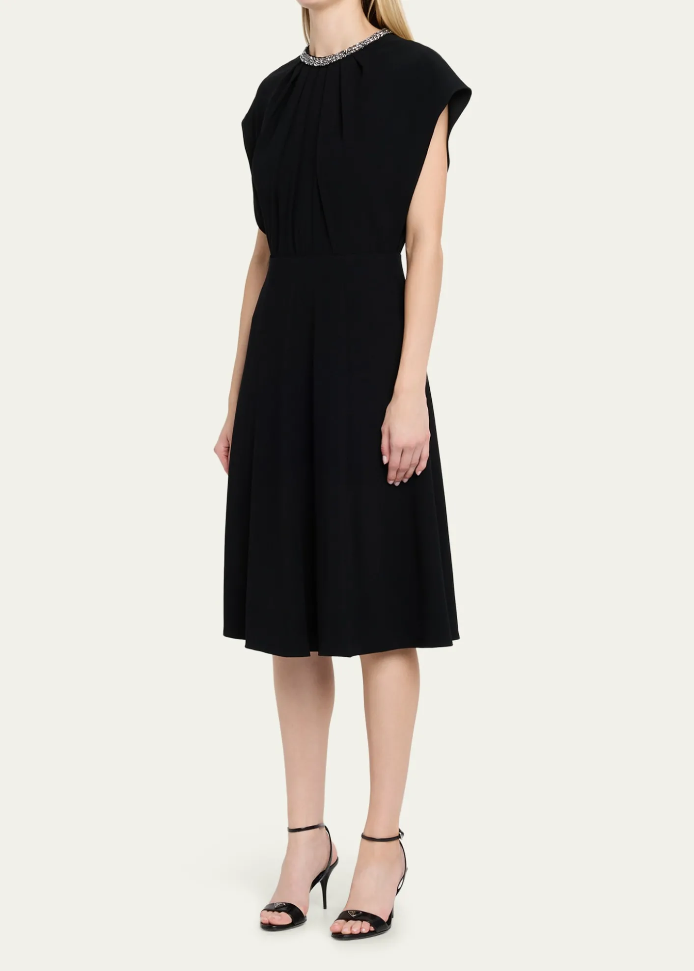 Rickie Freeman for Teri JonBeaded Crepe A-Line Midi Dress