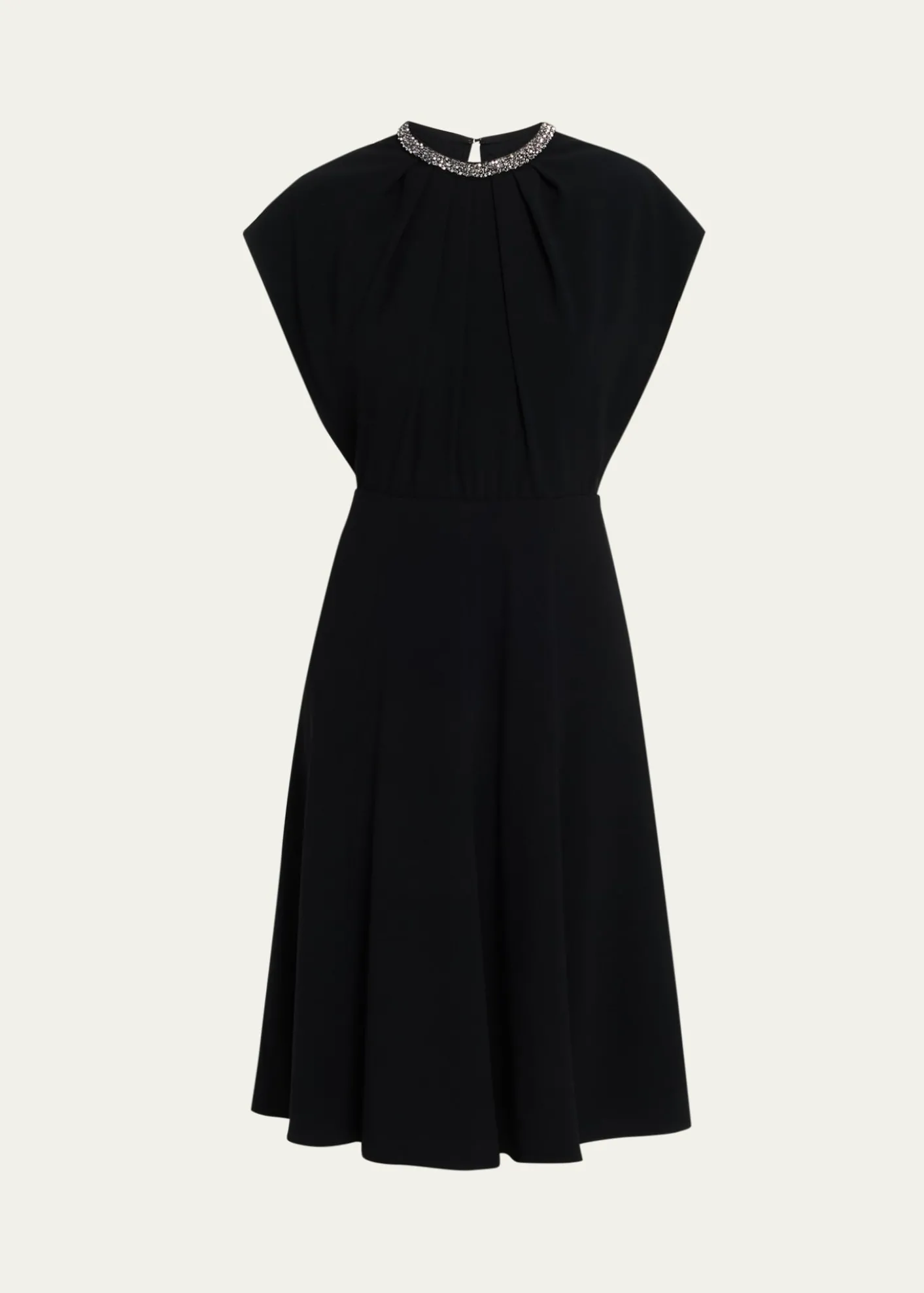Rickie Freeman for Teri JonBeaded Crepe A-Line Midi Dress