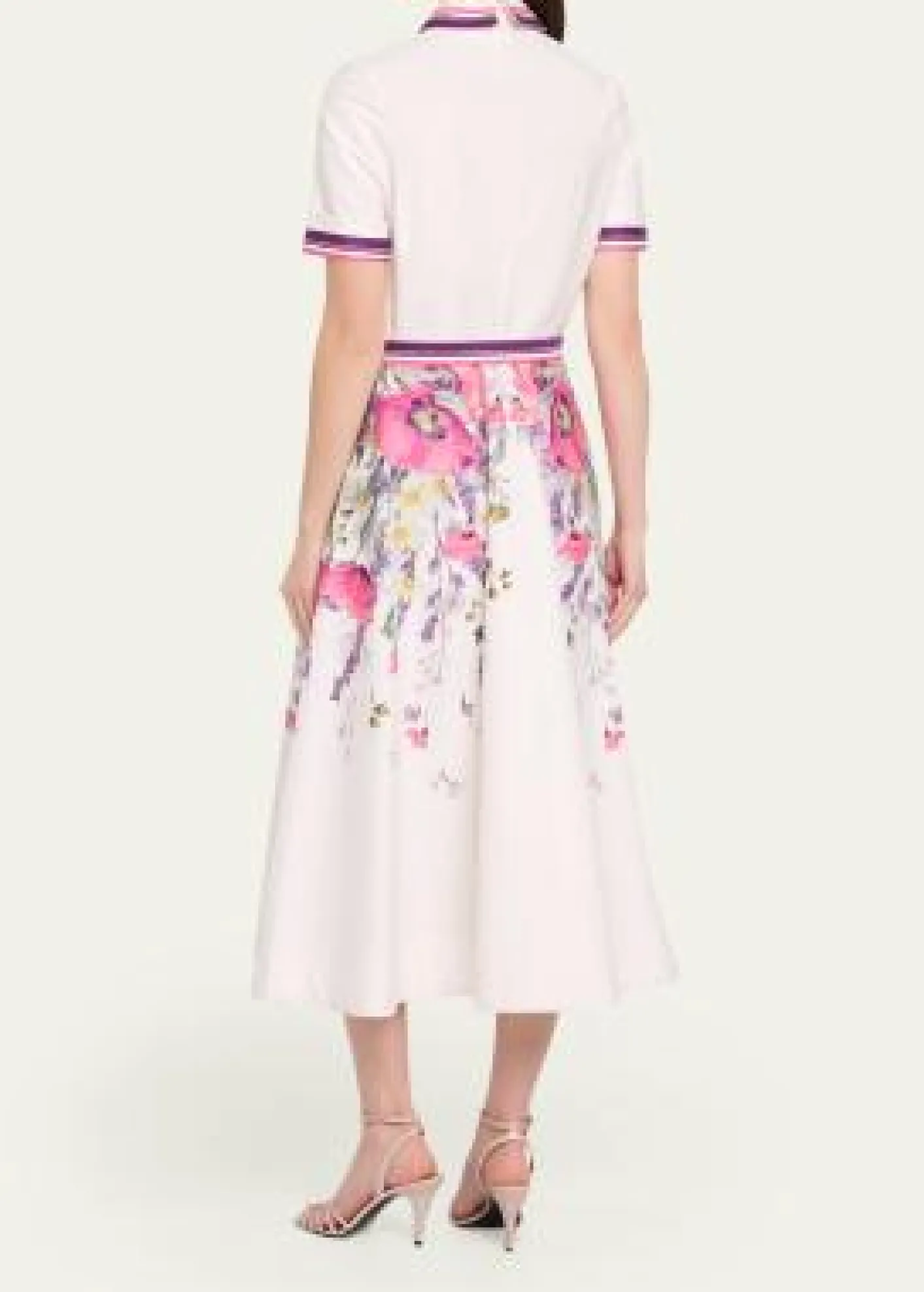 Rickie Freeman for Teri JonBelted Floral-Print Cotton Midi Shirtdress